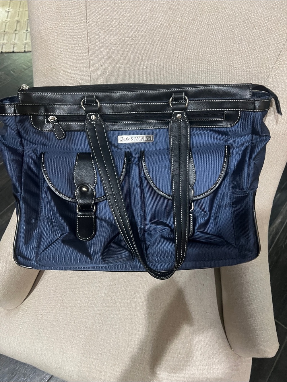 Clark & Mayfield Navy Tote with Black Trim